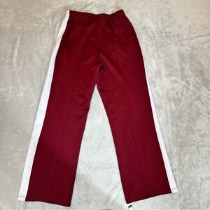 Sincerely Jules Maroon & White Side Stripe Pintuck Track Pants Sz M Sporty Chic